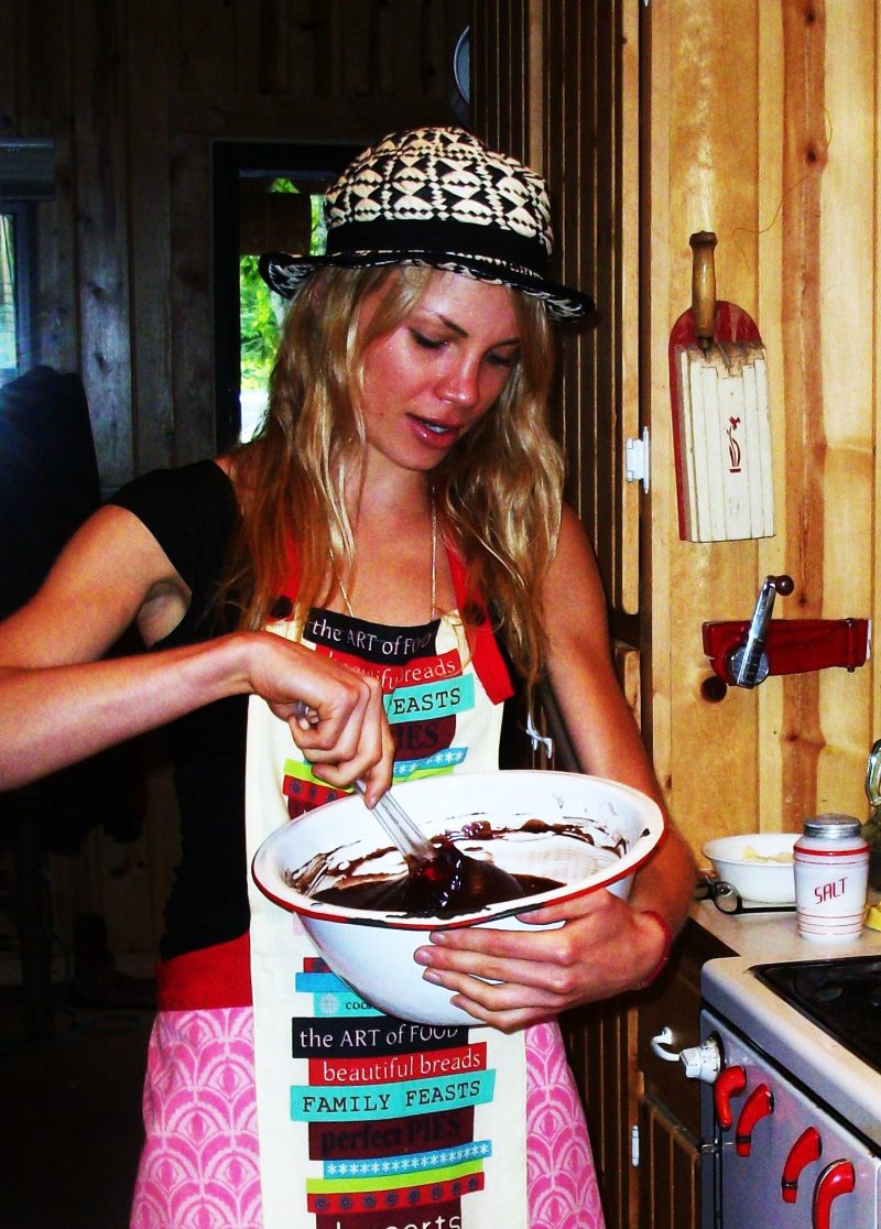 Monique mixing brownie batter