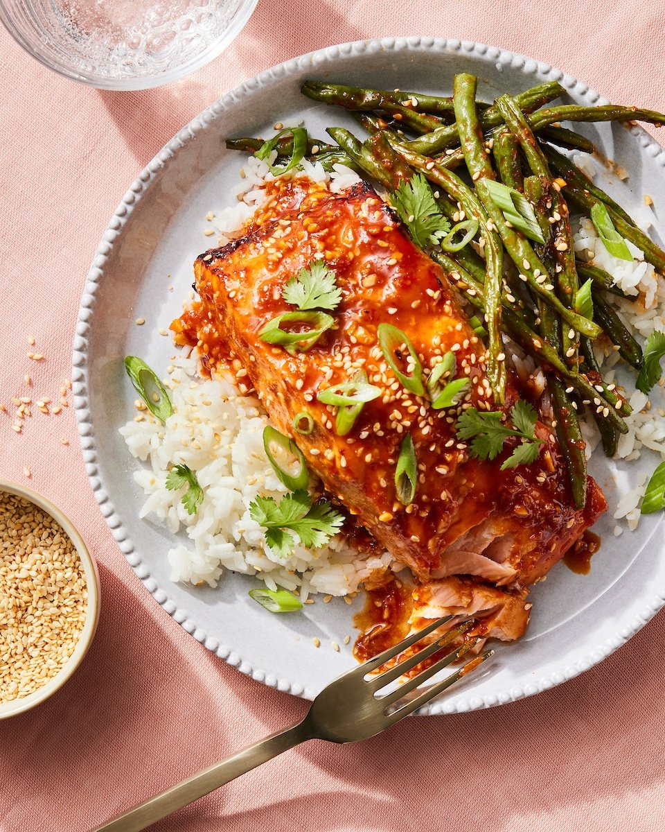 gochujang salmon bowls from the Ambitious Kitchen Cookbook