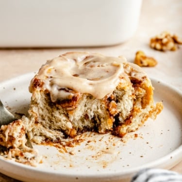 vegan cinnamon roll on a plate