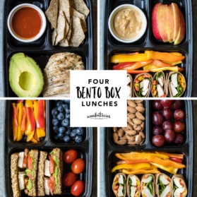 four bento box lunches graphic