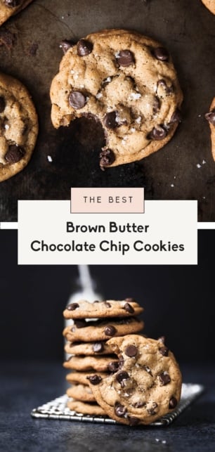 collage of the best brown butter chocolate chip cookies