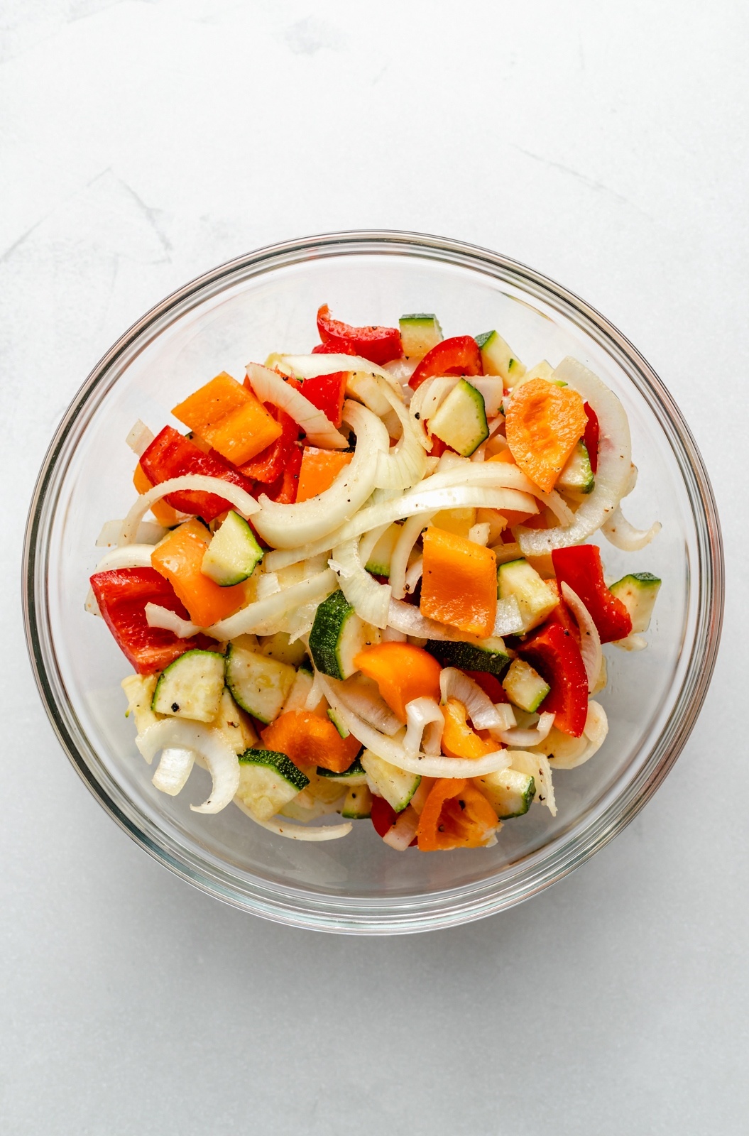 vegetables in a bowl ready to be grilled