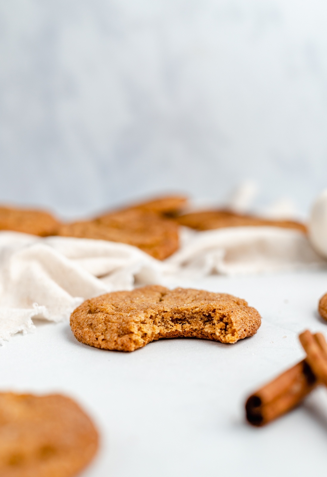 pumpkin snickerdoodle with a bite taken out