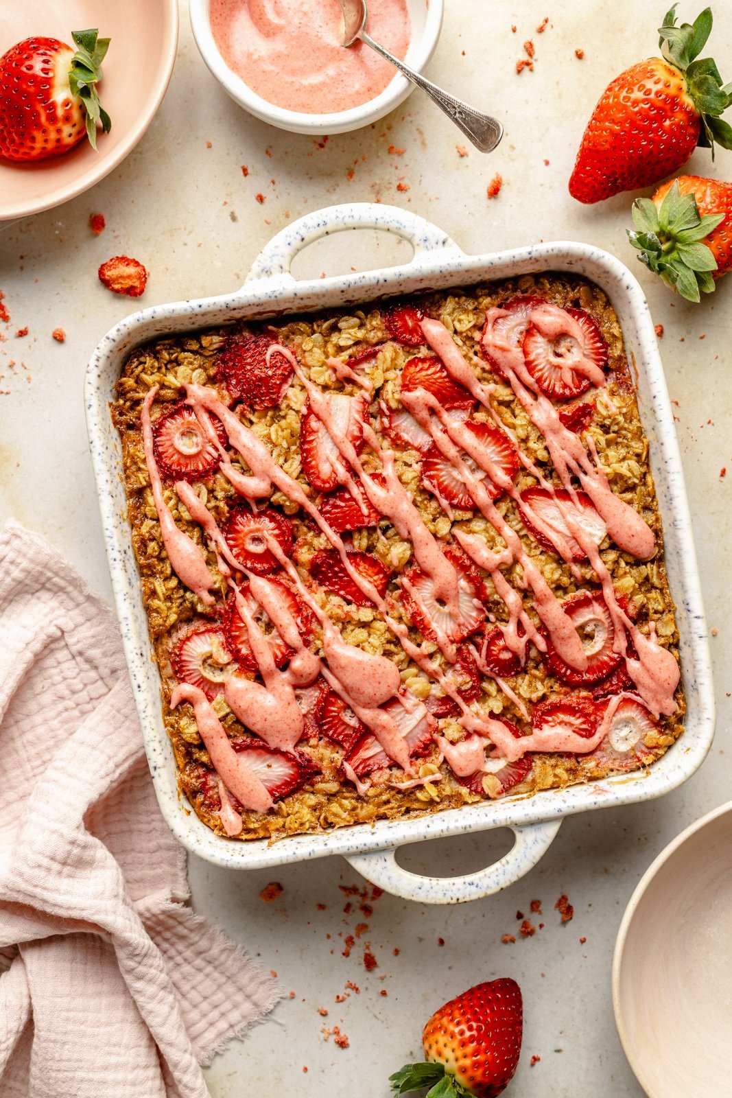 easy strawberry oatmeal bake in a pan