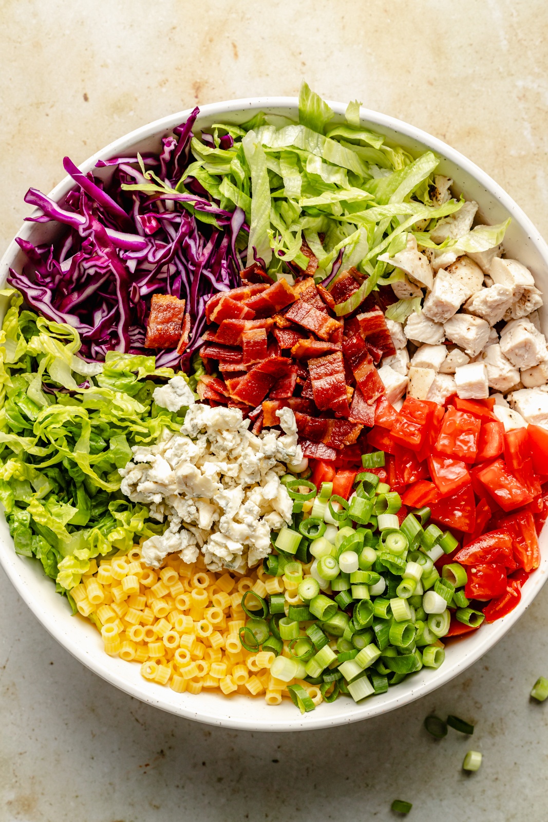 portillo's chopped salad unmixed in a bowl