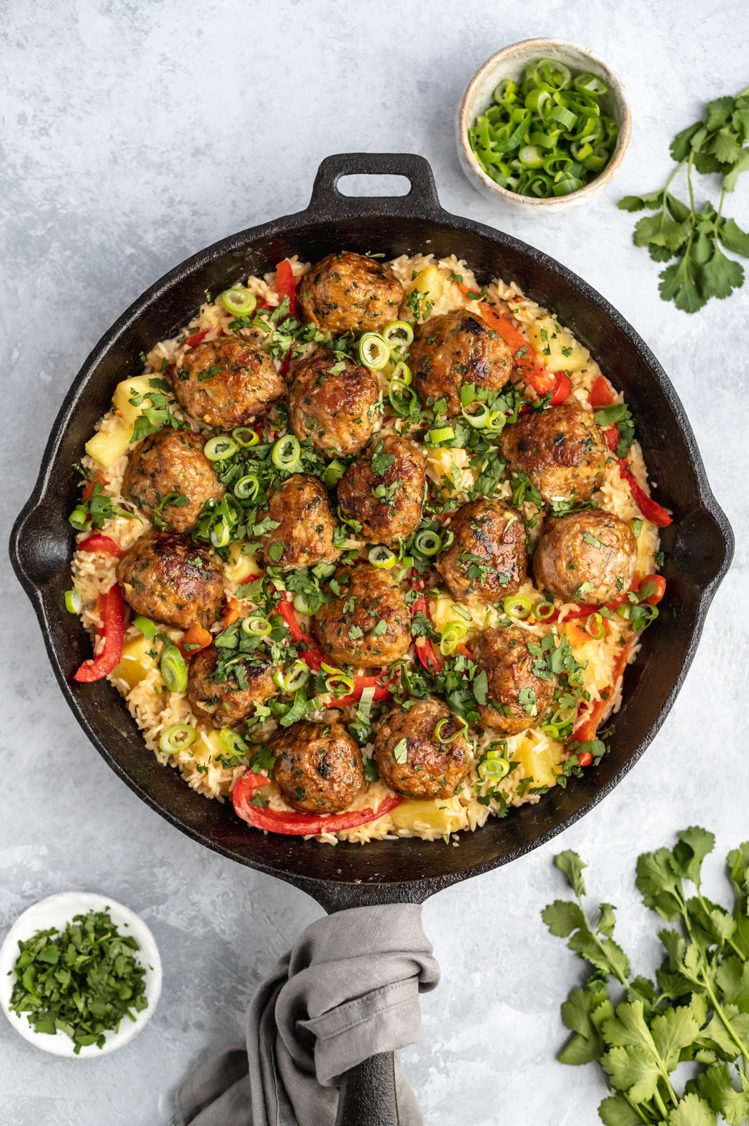 healthy firecracker chicken meatballs in a pan