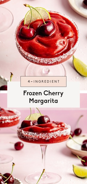 collage of a frozen cherry margarita