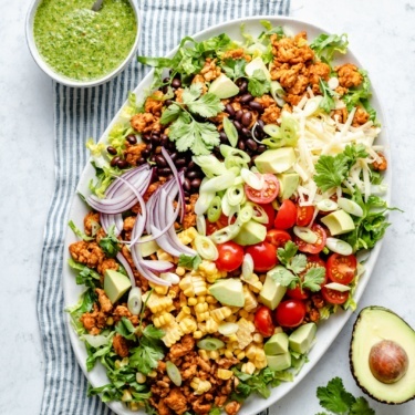 easy chicken taco salad on a platter