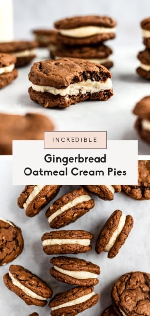 collage of gingerbread oatmeal cream pies