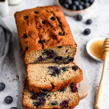 almond flour blueberry bread sliced