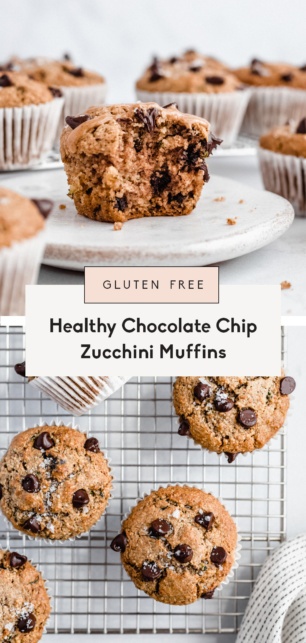 collage of gluten free zucchini muffins