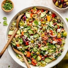 Italian orzo salad in a bowl