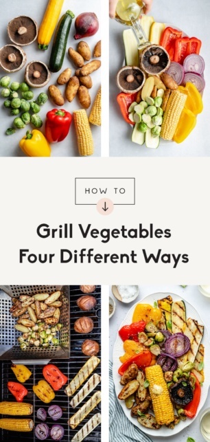 collage of how to grill vegetables