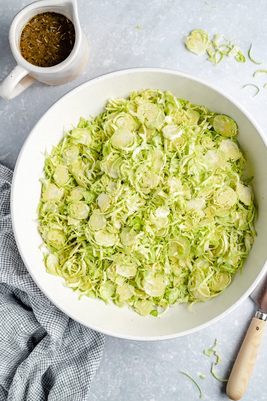 shredded brussels sprouts in a bowl