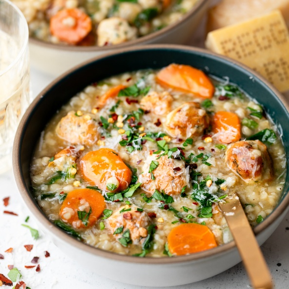 Italian wedding soup in a bowl