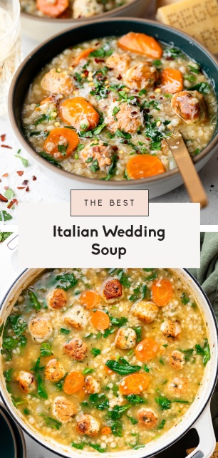 collage of an italian wedding soup recipe