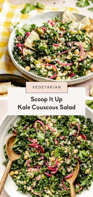 collage of a kale couscous salad