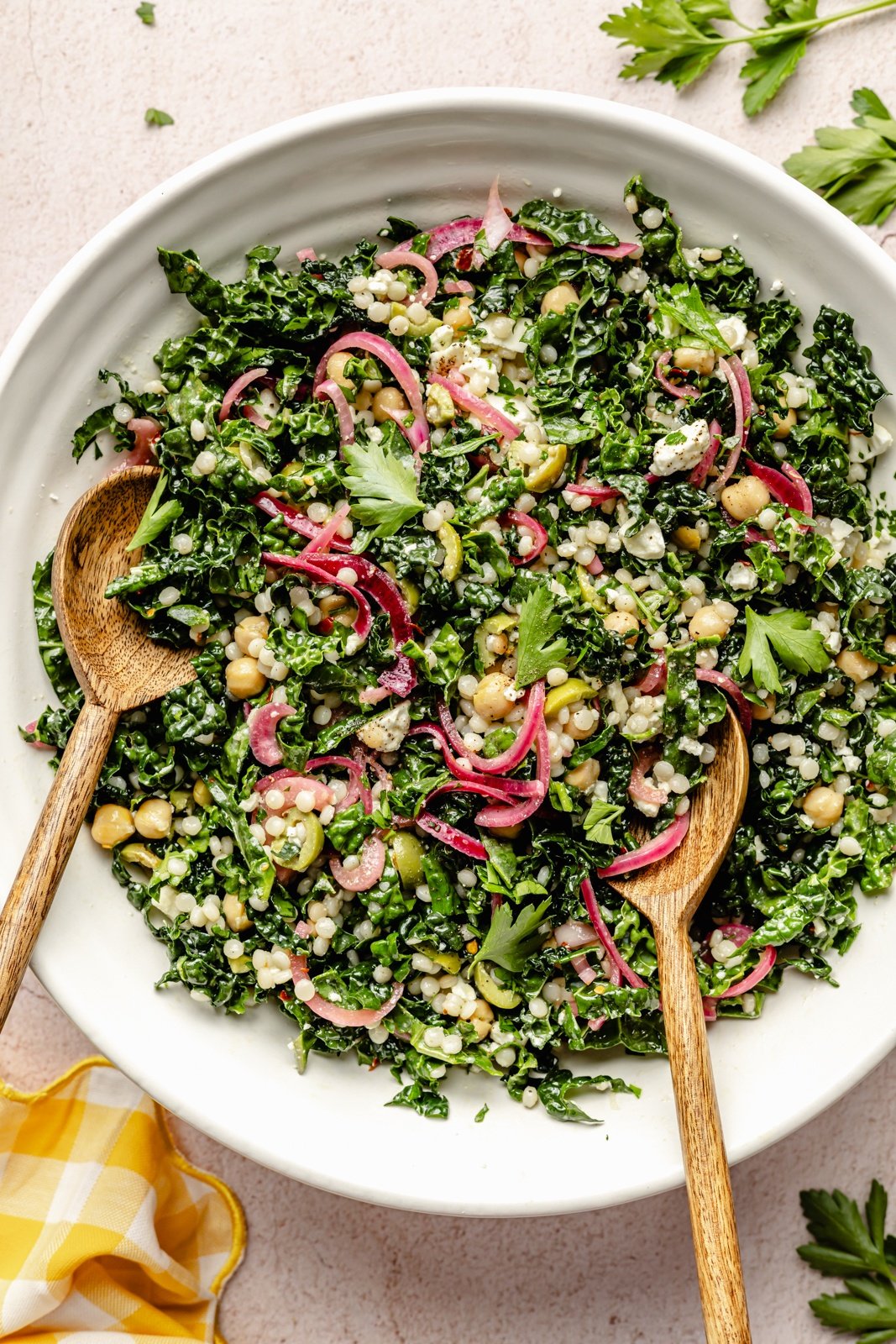 easy kale couscous salad in a bowl