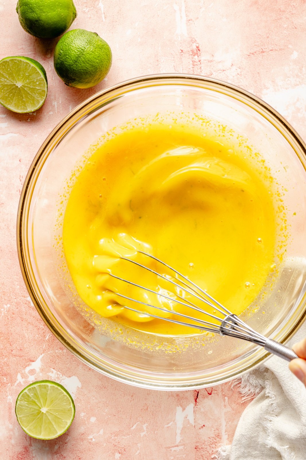 mixing the filling for easy lime bars