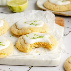 lime sugar cookie with a bite taken out