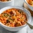 tomato orzo soup in a bowl