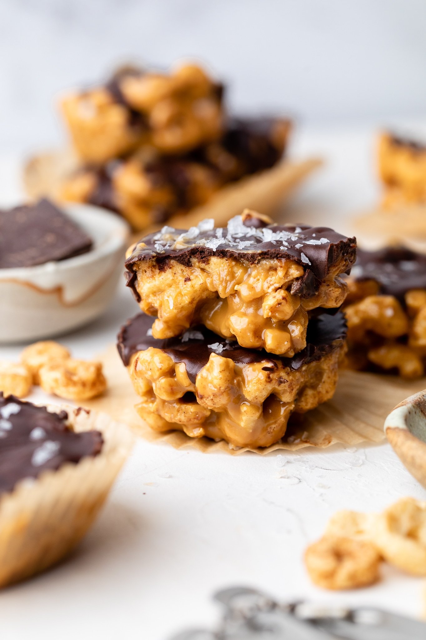 high protein cereal bars in a stack