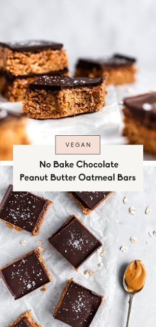 collage of no bake peanut butter oatmeal bars