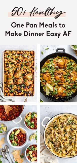 collage of one pan meals