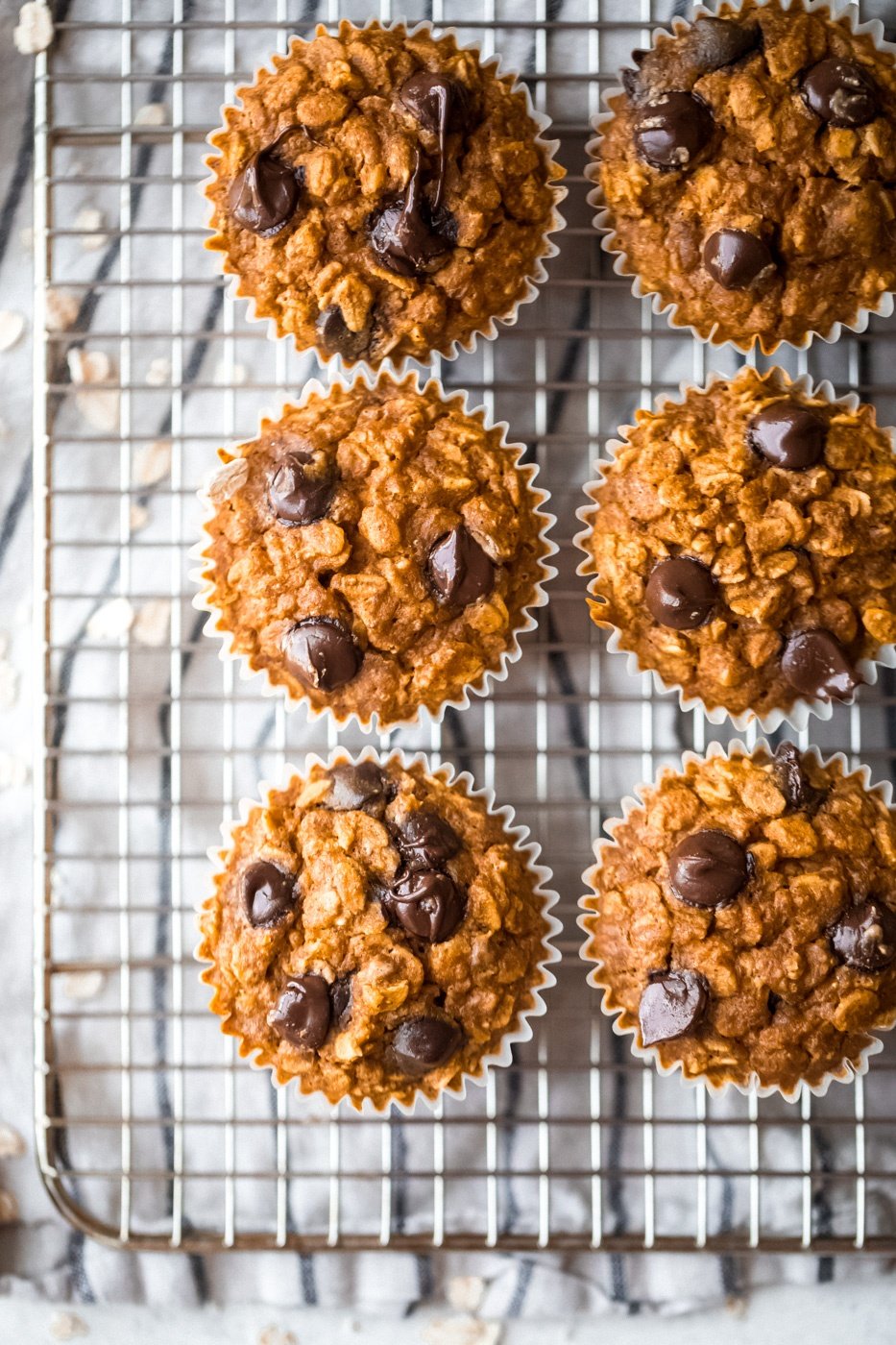 pumpkin oatmeal cups on a wire rack