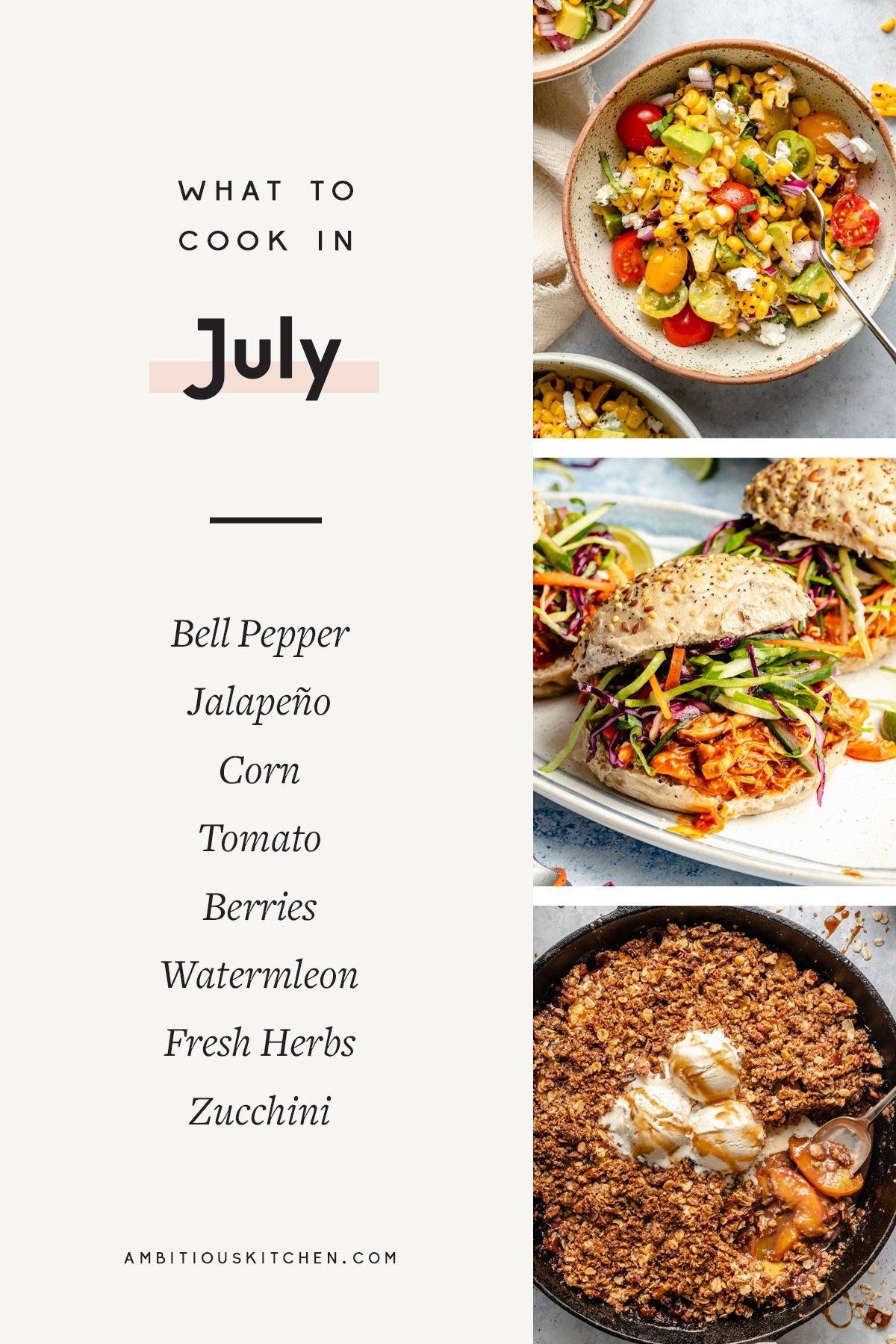 collage of recipes to cook in July