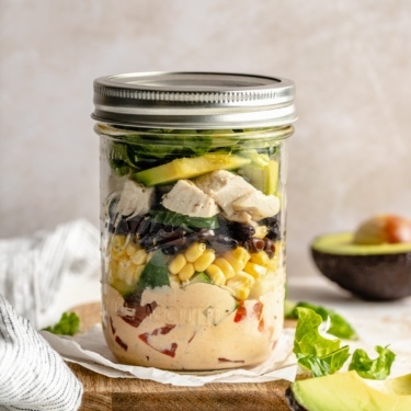 southwest chicken salad in a jar