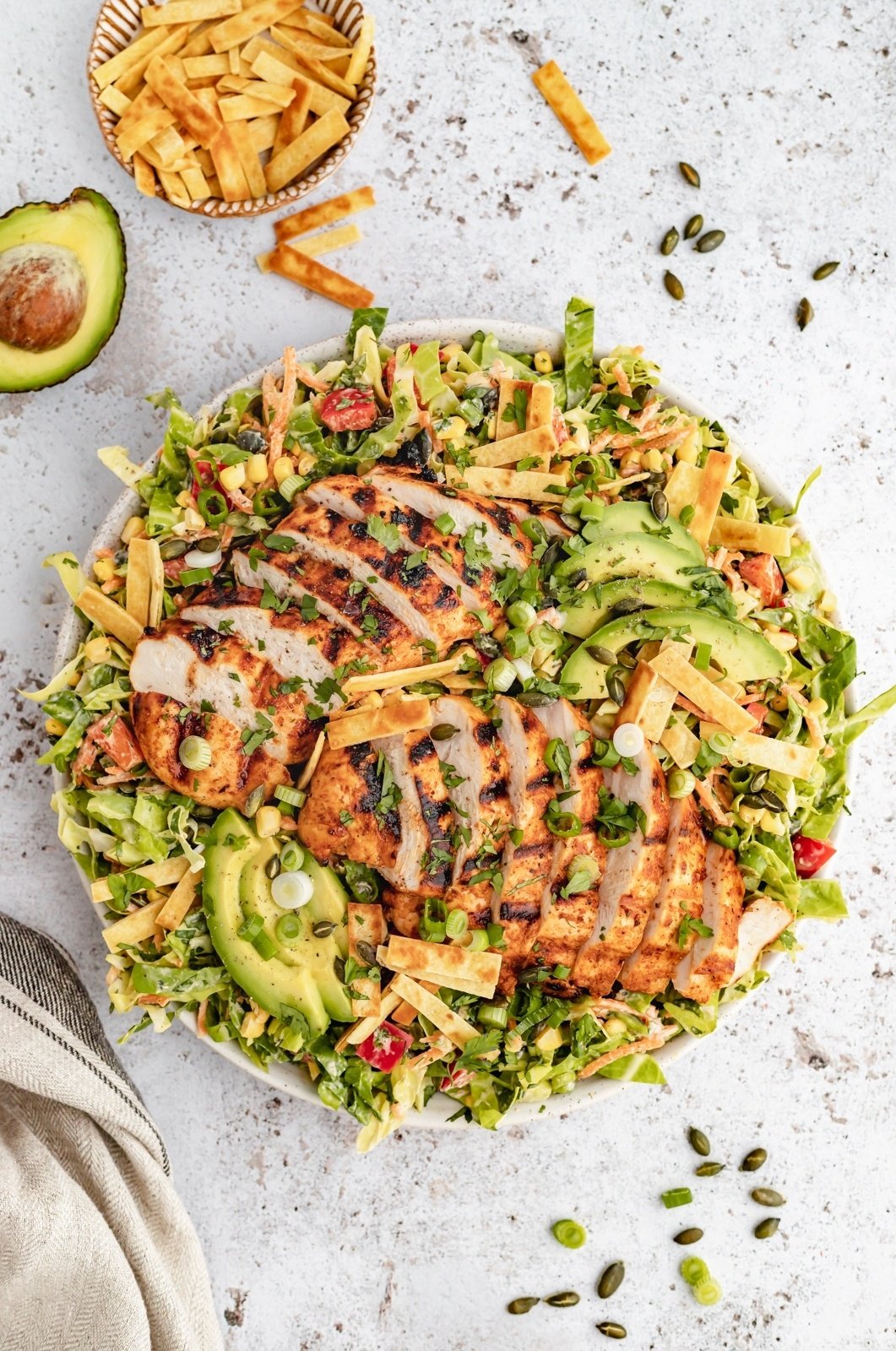 healthy chopped chicken salad in a bowl