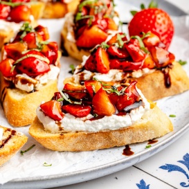 strawberry bruschetta on a plate