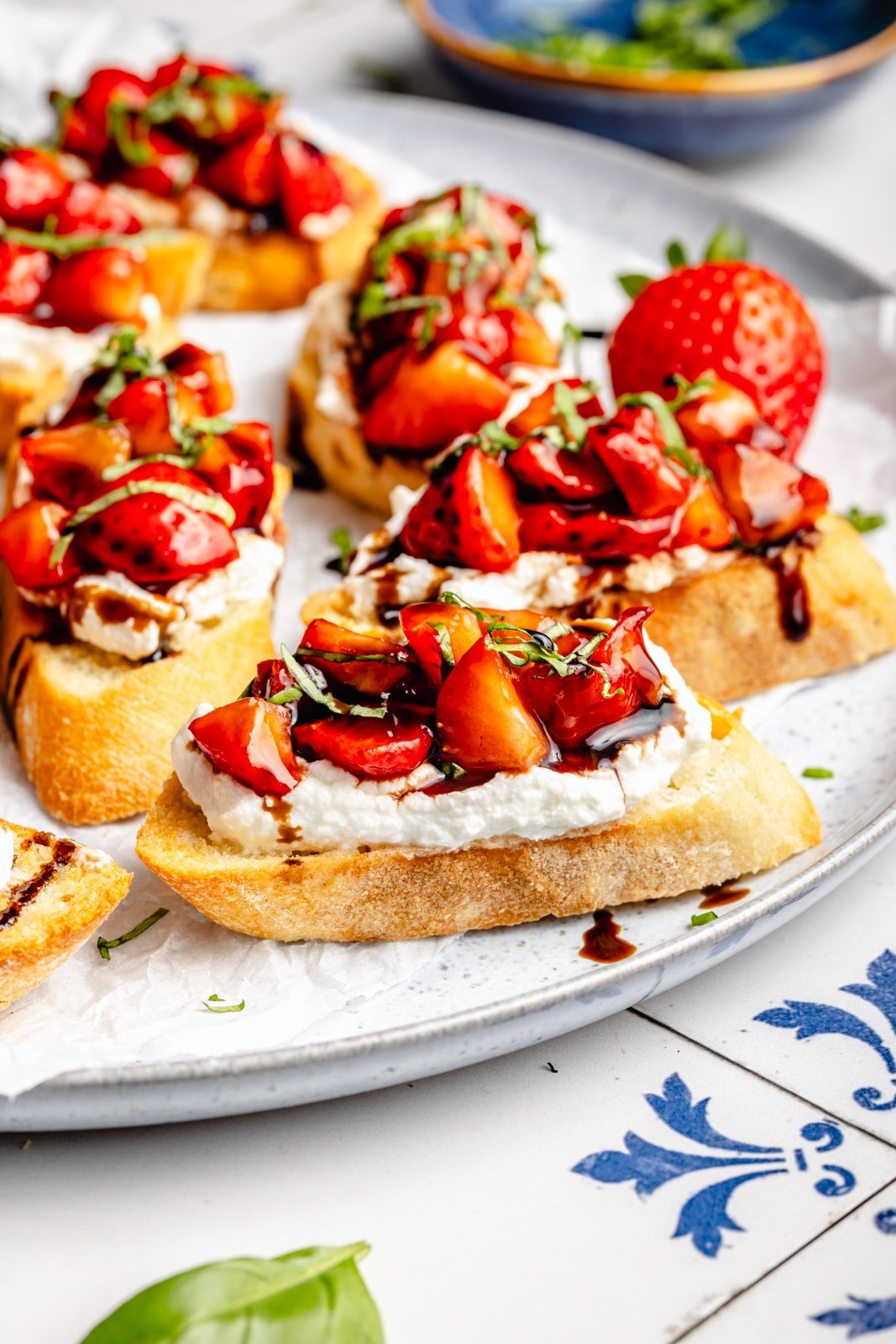 strawberry bruschetta on a plate