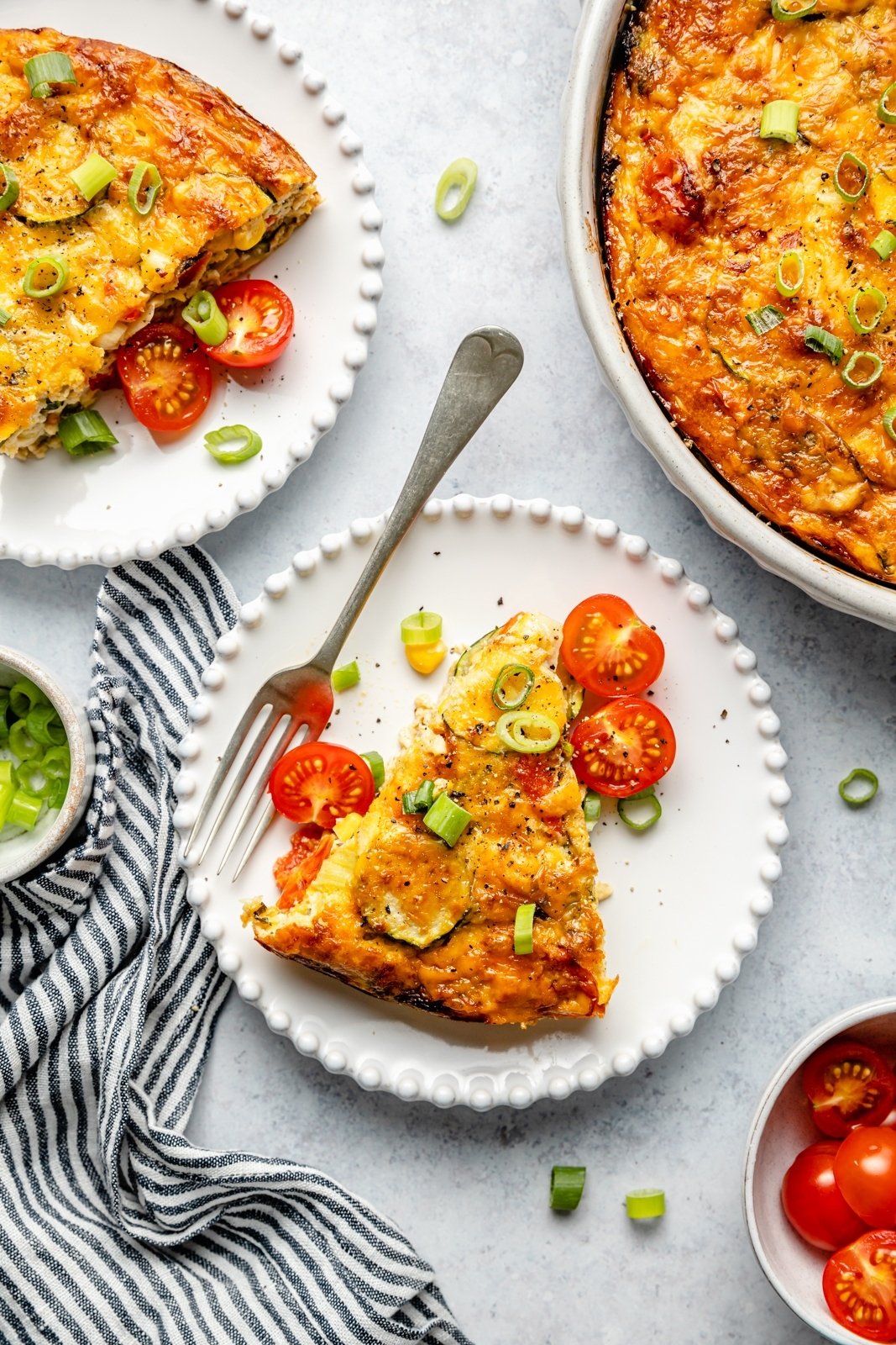 slices of zucchini pie on plates