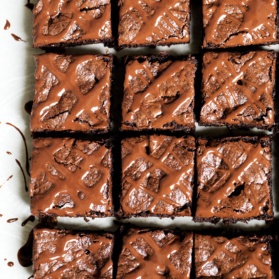 tahini brownies drizzled with chocolate