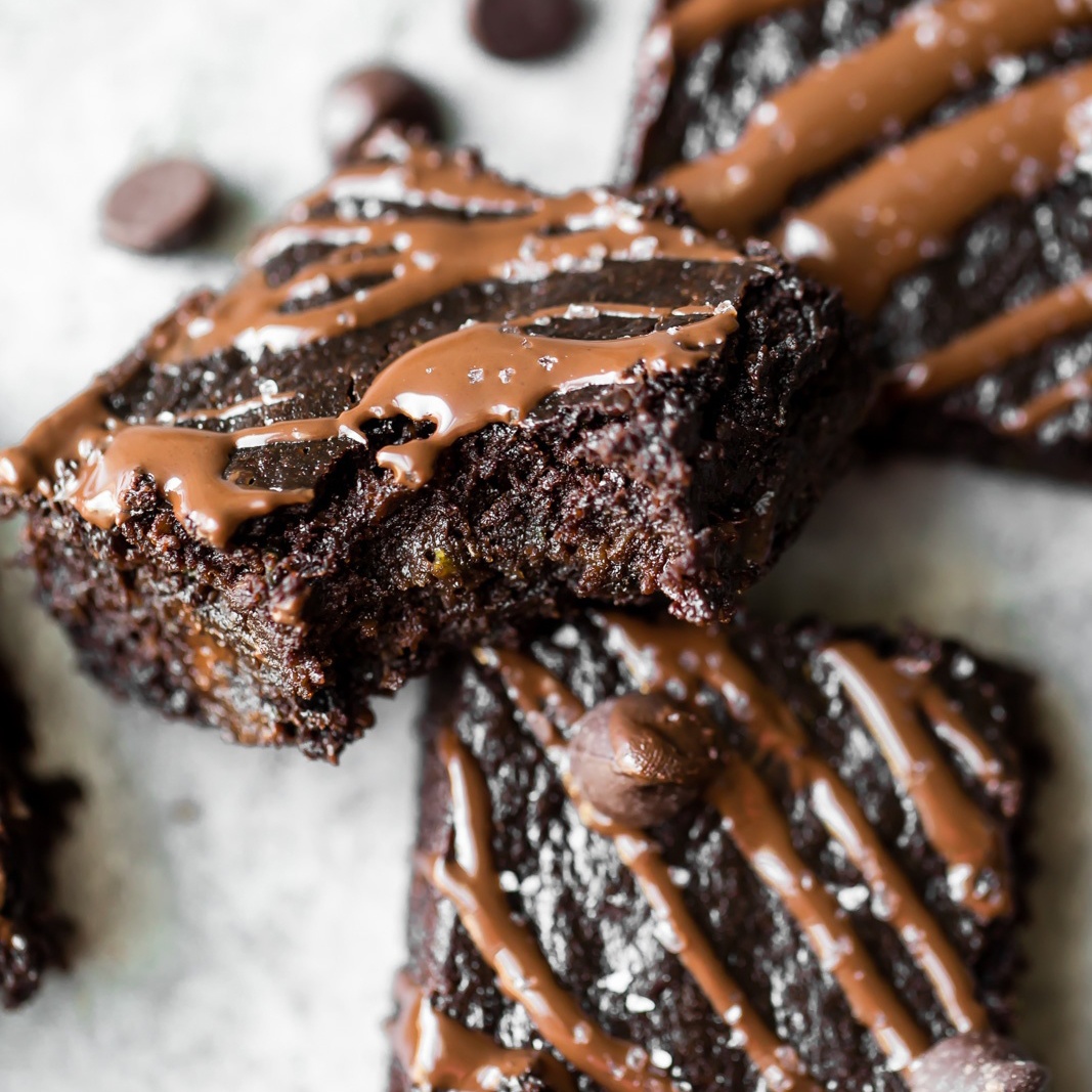 zucchini brownie with a bite taken out