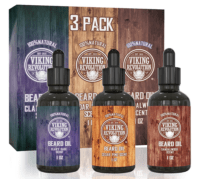 three bottles of beard oil