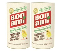 two containers of bon ami powder cleanser